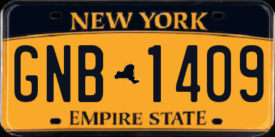 NY license plate GNB1409
