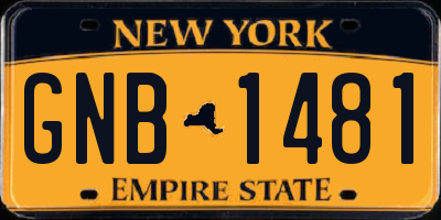 NY license plate GNB1481