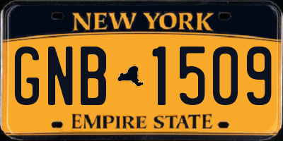 NY license plate GNB1509