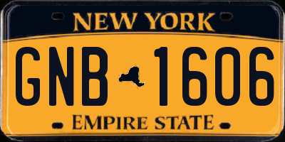 NY license plate GNB1606
