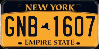 NY license plate GNB1607