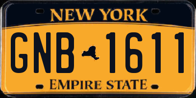 NY license plate GNB1611