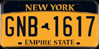 NY license plate GNB1617