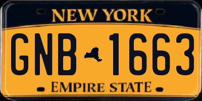NY license plate GNB1663