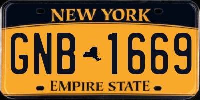 NY license plate GNB1669