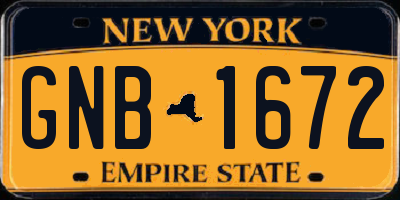 NY license plate GNB1672