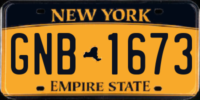 NY license plate GNB1673