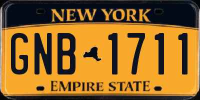 NY license plate GNB1711