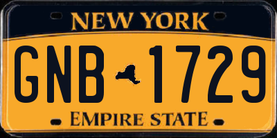 NY license plate GNB1729