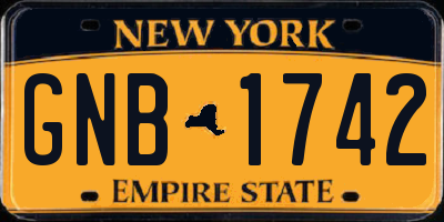 NY license plate GNB1742