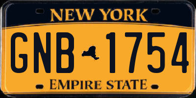 NY license plate GNB1754