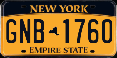 NY license plate GNB1760