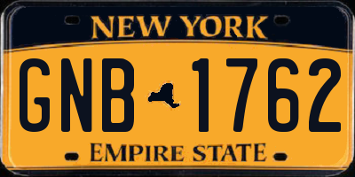 NY license plate GNB1762