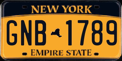 NY license plate GNB1789