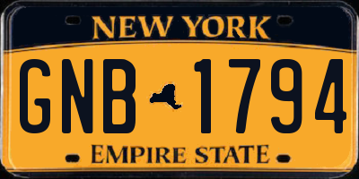 NY license plate GNB1794