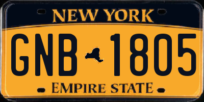 NY license plate GNB1805