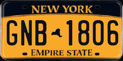 NY license plate GNB1806