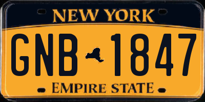 NY license plate GNB1847