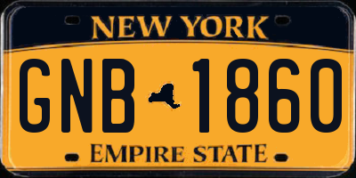 NY license plate GNB1860
