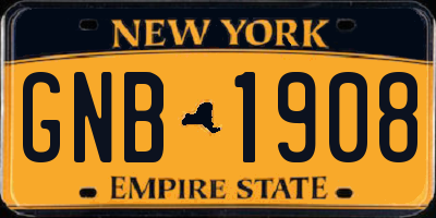 NY license plate GNB1908