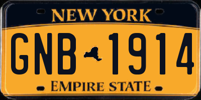NY license plate GNB1914
