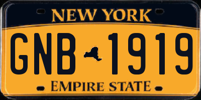 NY license plate GNB1919
