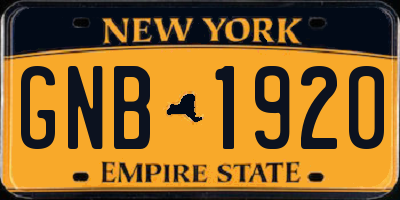 NY license plate GNB1920
