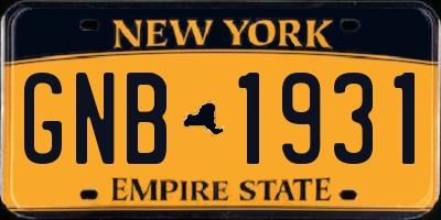 NY license plate GNB1931