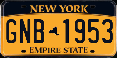 NY license plate GNB1953