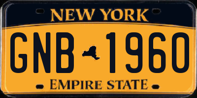 NY license plate GNB1960