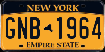 NY license plate GNB1964