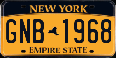 NY license plate GNB1968
