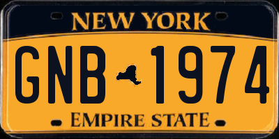 NY license plate GNB1974