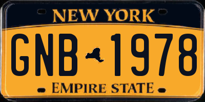 NY license plate GNB1978