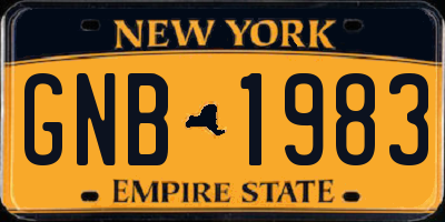NY license plate GNB1983