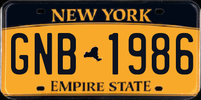 NY license plate GNB1986