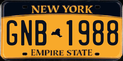 NY license plate GNB1988