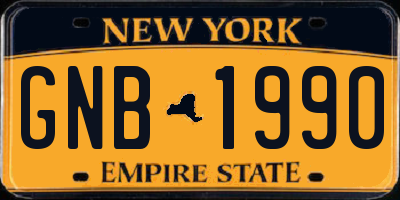 NY license plate GNB1990
