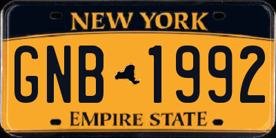 NY license plate GNB1992
