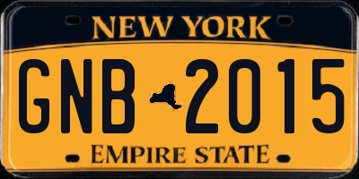 NY license plate GNB2015