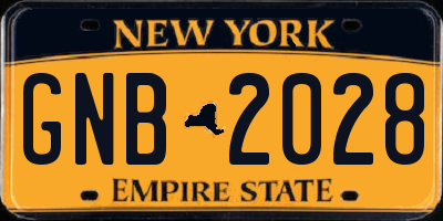 NY license plate GNB2028
