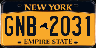 NY license plate GNB2031