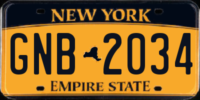 NY license plate GNB2034