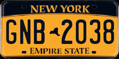 NY license plate GNB2038