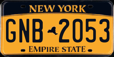 NY license plate GNB2053
