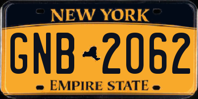 NY license plate GNB2062