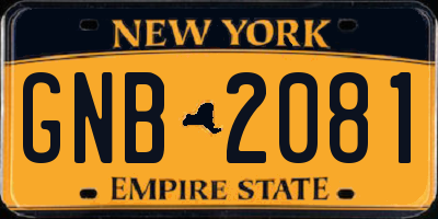 NY license plate GNB2081