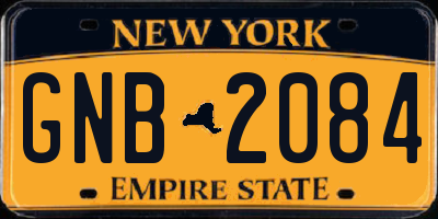 NY license plate GNB2084
