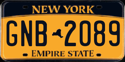 NY license plate GNB2089