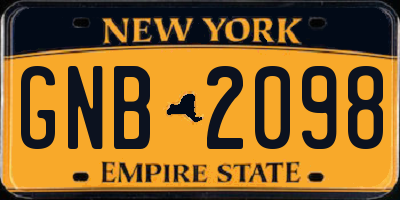 NY license plate GNB2098
